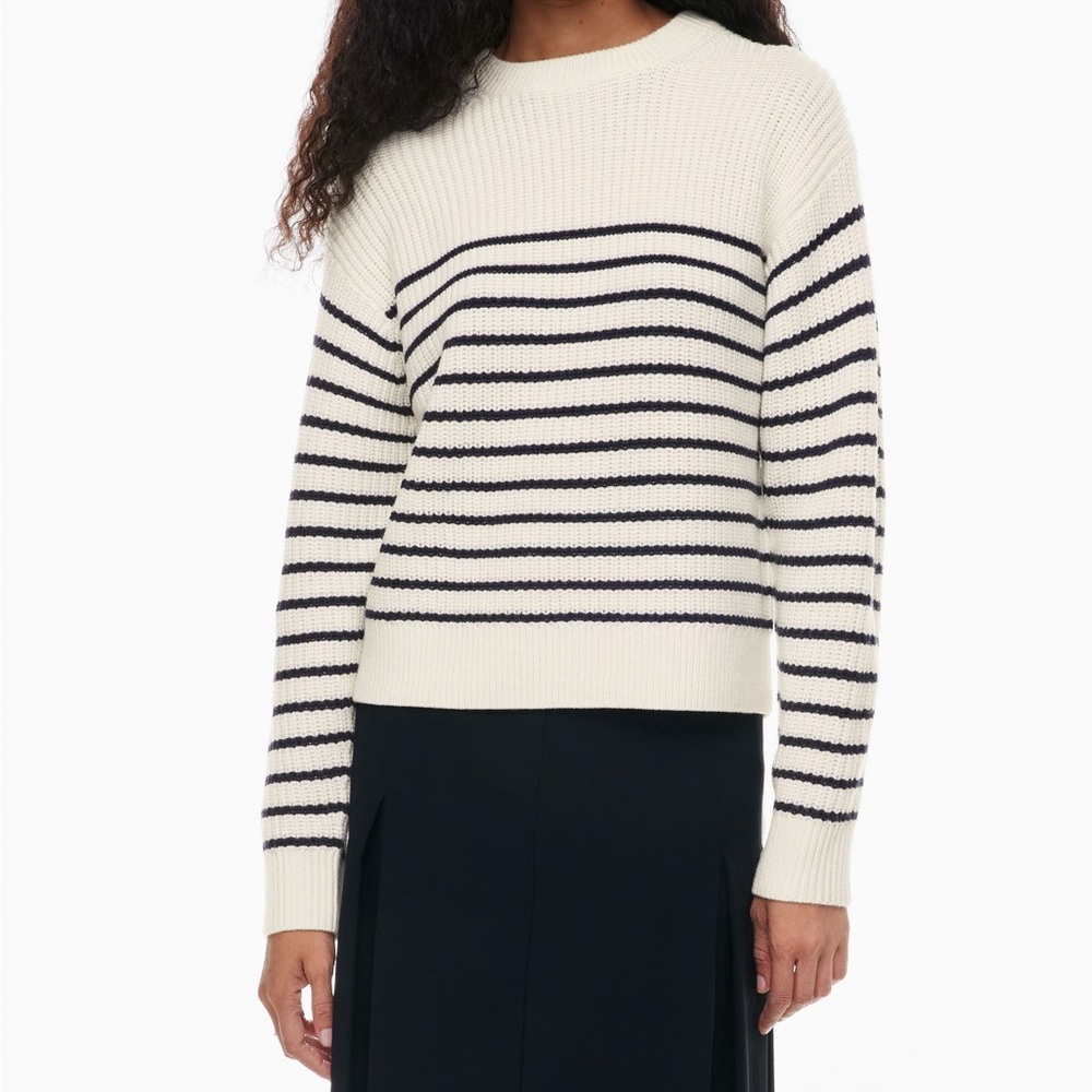 Wilfred Maria Merino Wool Sweater in light birch/black stripe